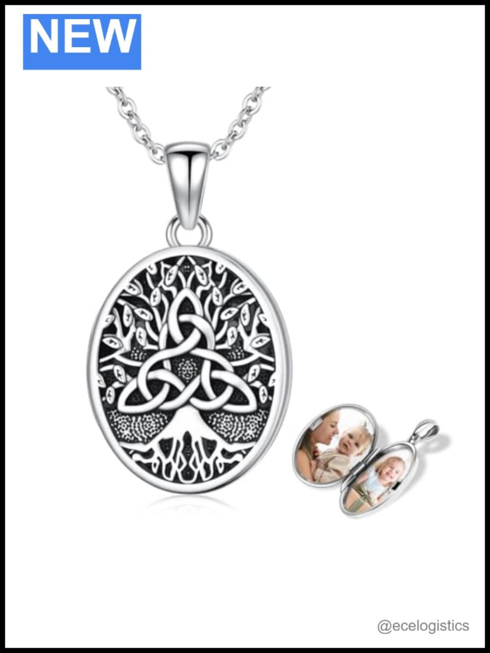 Sterling Silver Celtic Locket Necklace Tree of Life Pendant Jewelry for Women